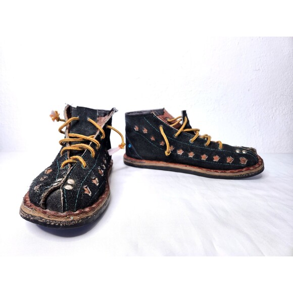 VTG Leather Suede Shoes Lace Up Leather Shoes with Stars Bowling Clown Style 10